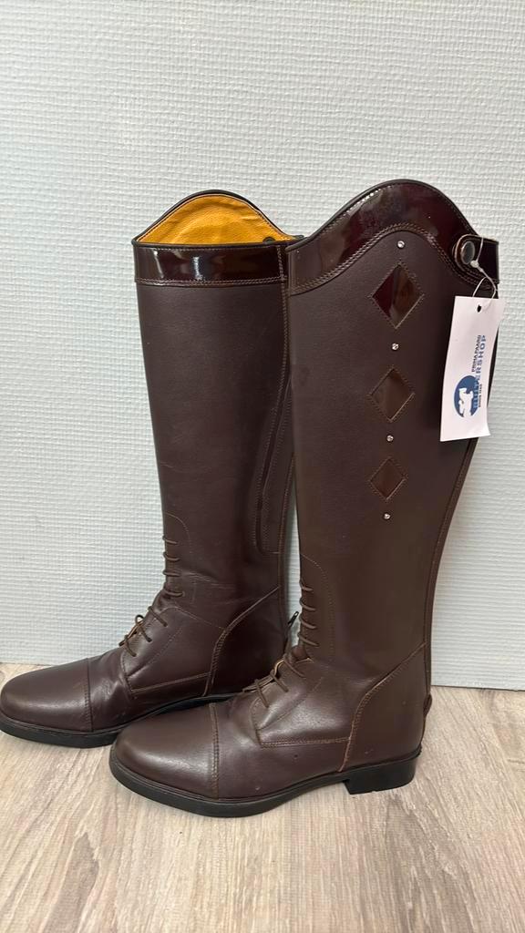 QHP leren paardrijlaars Esmee bruin smalle kuit mt 38, Dieren en Toebehoren, Paardrijkleding, Nieuw, Schoeisel, Ophalen of Verzenden