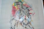 Litho 'Jockey te paard' Twan vd Vorstenbosch, gesigneerd, Antiek en Kunst, Kunst | Litho's en Zeefdrukken, Ophalen of Verzenden
