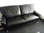 Te koop 2,5 zits zwarte lederen Leolux bank., Ophalen, Gebruikt, Tweepersoons, Rechte bank