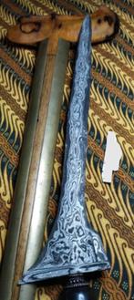 Antieke Rechte Keris Brojol Pamor Bendo Segodo Solo KAC89, Antiek en Kunst, Kunst | Niet-Westerse kunst, Verzenden