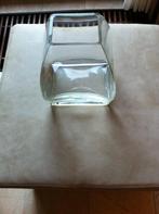 Design glazen vaas dik glas H 23 Br 15 cm, Overige kleuren, Ophalen of Verzenden, Minder dan 50 cm, Glas