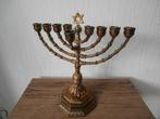 Antieke Joodse Kandelaar Chanoeka Brons Verguld, Ophalen of Verzenden, Koper of Brons