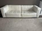 Witte leren bank, hocker en loungebank set, Huis en Inrichting, Banken | Bankstellen, Ophalen, 250 tot 300 cm, Zo goed als nieuw