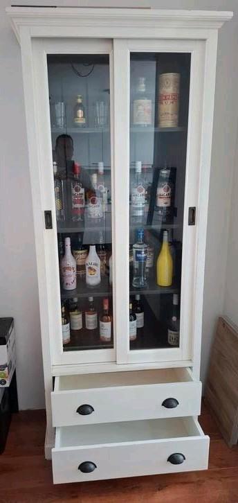 Witte Buffetkast met schuifdeuren en lades, Huis en Inrichting, Kasten | Buffetkasten, Gebruikt, 200 cm of meer, 50 tot 100 cm