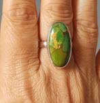 925 zilveren ring met natuurlijke Groene Koper Turquoise, Sieraden, Tassen en Uiterlijk, Ringen, 18 tot 19, O.T., Nieuw, Ophalen of Verzenden
