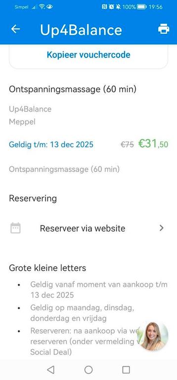 Te koop: waardebon voor 1 uur ontspanningsmassage in meppel  beschikbaar voor biedingen