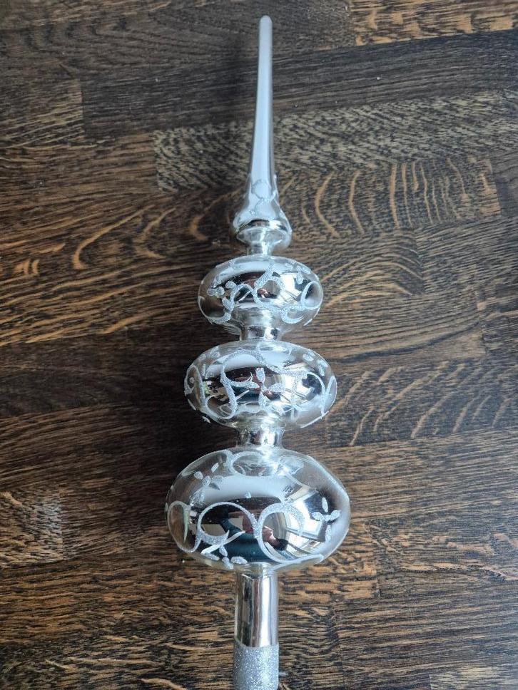 Grote piek met 3 ballen zilver 524, Diversen, Kerst, Gebruikt, Ophalen of Verzenden