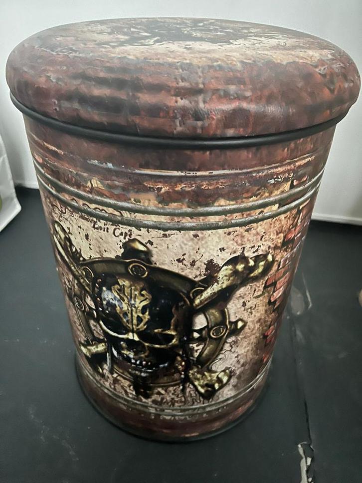 Vintage Metalen emmer met Deksel, Huis en Inrichting, Woonaccessoires | Prullenbakken, Gebruikt, Metaal, 50 tot 75 cm, 10 tot 20 liter