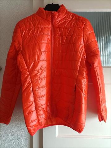 Nieuwe oranje donzen zomerjas beschikbaar voor biedingen