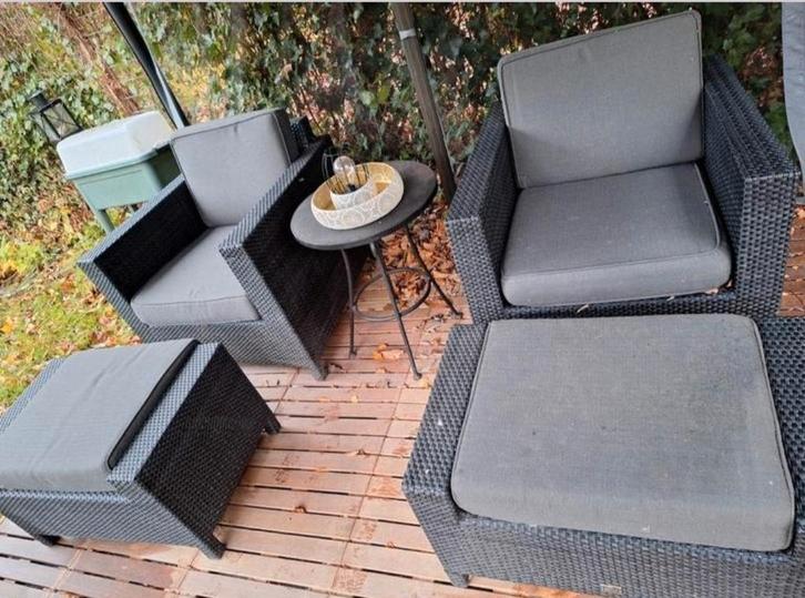 4so tuinset., Tuin en Terras, Tuinsets en Loungesets, Gebruikt, Wicker, Bank, Bijzettafel, Ophalen