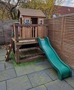 Speelhuis hout inclusief glijbaan, veranda en zandbak, Tuin en Terras, Ophalen, Gebruikt