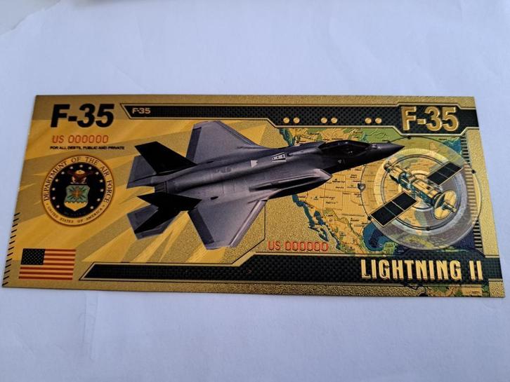 GOUDFOLIE BILJET AMERIKA -VLIEGTUIG-  F-35 LIGHTNING 2, Postzegels en Munten, Bankbiljetten | Amerika, Los biljet, Noord-Amerika