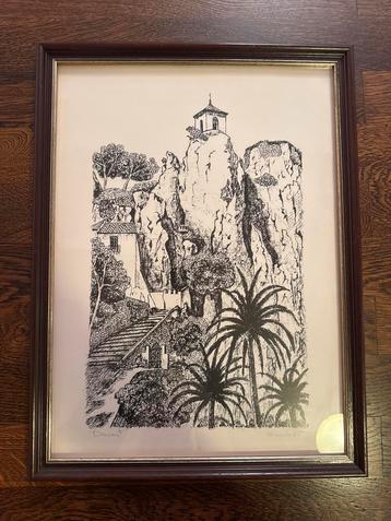 Guadalest Tekening Ingelijst beschikbaar voor biedingen