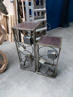 2 leuke metalen bijzet tafeltjes, Huis en Inrichting, Tafels | Bijzettafels, Zo goed als nieuw, Ophalen