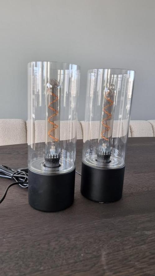 Set of 2 IKEA MACKEBO Table Lamps (Black), Huis en Inrichting, Lampen | Tafellampen, Zo goed als nieuw, Minder dan 50 cm, Glas