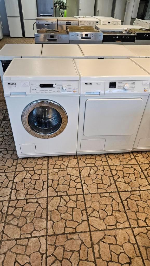Prachtige Miele setje Wasmachine/condens droger inc Garan, Witgoed en Apparatuur, Wasmachines, Zo goed als nieuw, Voorlader, 6 tot 8 kg