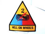 Embleem,Patch,2e,Armoured,Tank,Division,Hell on wheels, Verzenden, Landmacht, Amerika, Embleem of Badge