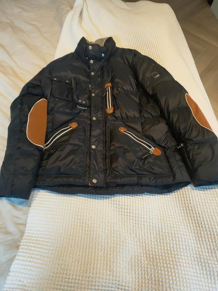Zeer nette Bogner ski jas blauw met bruin maat 56 (XXL), Kleding | Heren, Wintersportkleding, Zo goed als nieuw, Jack, Maat 56/58 (XL)