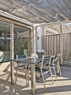 Tuinset: Granieten Tafelblad & RVS Stoelen, Ophalen, Gebruikt, Rechthoekig, Metaal