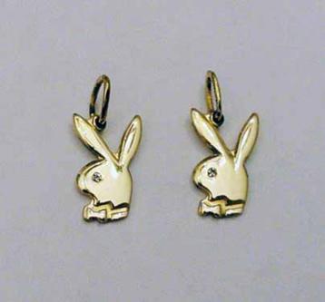 Hanger 925 Verguld Konijn Playboy bunny zirkonia beschikbaar voor biedingen