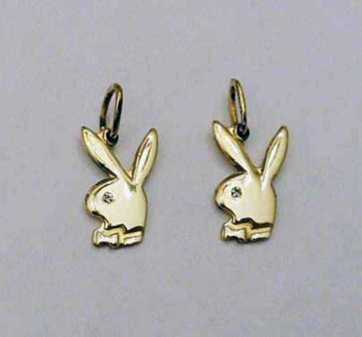 Hanger 925 Verguld Konijn Playboy bunny zirkonia, Sieraden, Tassen en Uiterlijk, Kettinghangers, Nieuw, Zilver, Goud, Dier, Met strass