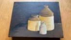 Schilderij stilleven met kruiken, Minder dan 50 cm, Oorspronkelijke maker, Nieuw, Ophalen of Verzenden