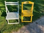 2 Houten Klapstoelen, Huis en Inrichting, Stoelen, Ophalen, Gebruikt, Bruin, Twee