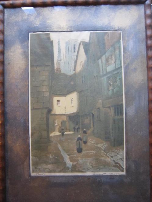 Parijs, ERNEST UDEN, Leuk straatbeeld van Parijs met mensen, Antiek en Kunst, Kunst | Litho's en Zeefdrukken, Ophalen of Verzenden