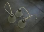 Drie vintage hanglampen, Huis en Inrichting, Lampen | Hanglampen, Minder dan 50 cm, Glas, Vintage, Zo goed als nieuw