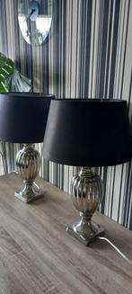 Rvs look Tafel lampen met zwarte kap, Overige materialen, Ophalen of Verzenden, Zo goed als nieuw, Rvs