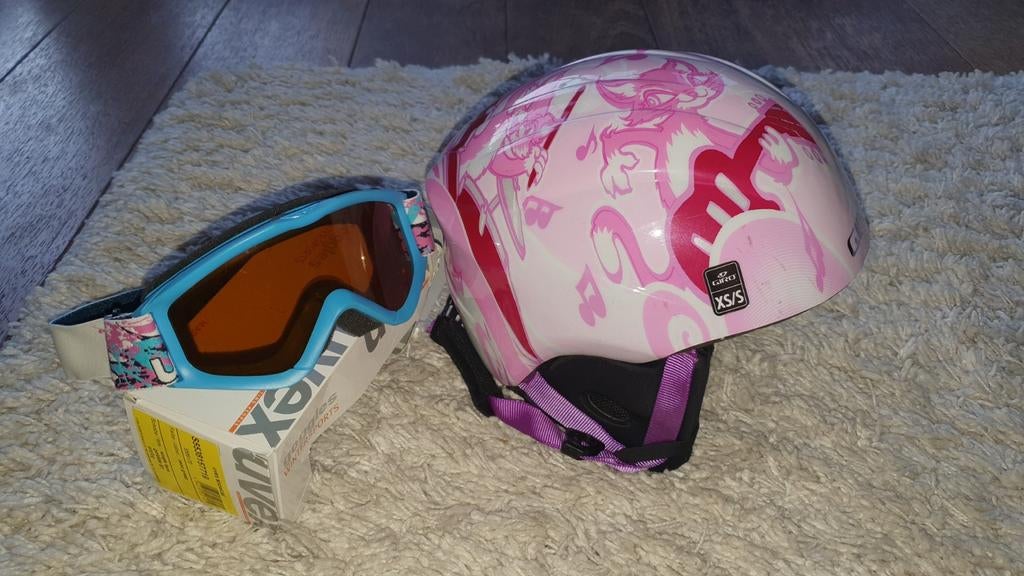 Giro kinder skihelm xs/s en uvex kinder skibril, Ophalen of Verzenden, Minder dan 100 cm, Overige typen, Overige merken