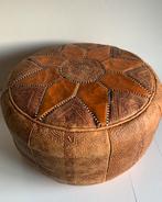 Prachtig Marokkaans leren poefje, Ophalen, Minder dan 50 cm, Rond, Leer