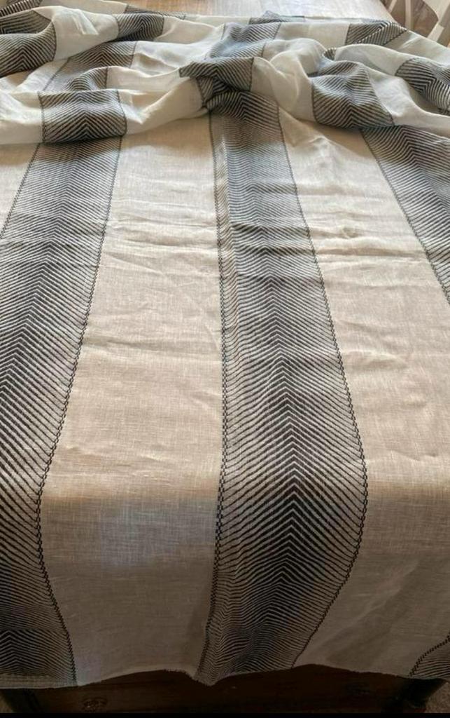 Linnen vitrage stof met strepen, Hobby en Vrije tijd, Stoffen en Lappen, Nieuw, Linnen, 120 cm of meer, 200 cm of meer, Overige kleuren