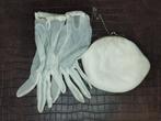 vintage cosmetische tas en handschoenen, Antiek en Kunst, Antiek | Kleding en Accessoires, Ophalen of Verzenden