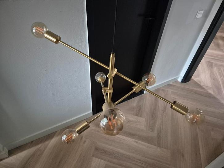 Moderne Hanglamp Sydney Goud/Messing, Huis en Inrichting, Lampen | Hanglampen, Zo goed als nieuw, 50 tot 75 cm, Metaal, Ophalen