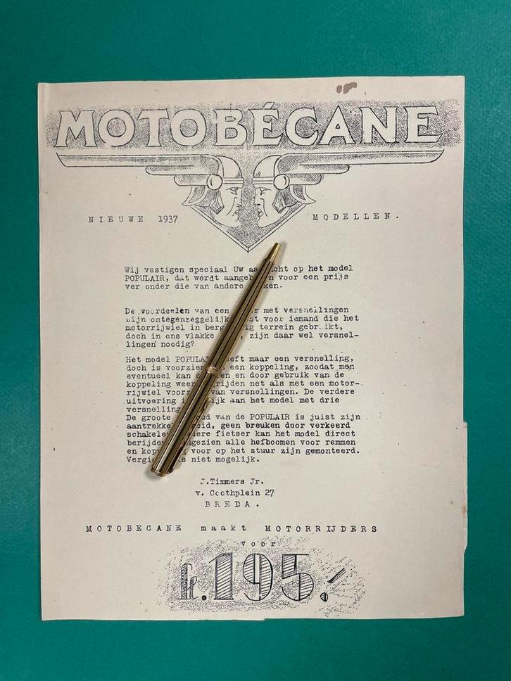 Motobécane Motorcycle Advertentie 1937 FRA/NL (Origineel), Verzamelen, Tijdschriften, Kranten en Knipsels, Knipsel(s), 1920 tot 1940