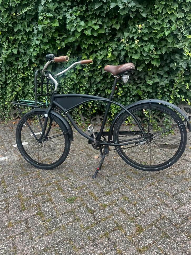 Retro mannenfiets damesfiets stadsfiets zwart voorrek, Fietsen en Brommers, Fietsen | Dames | Damesfietsen, Gebruikt, Overige merken