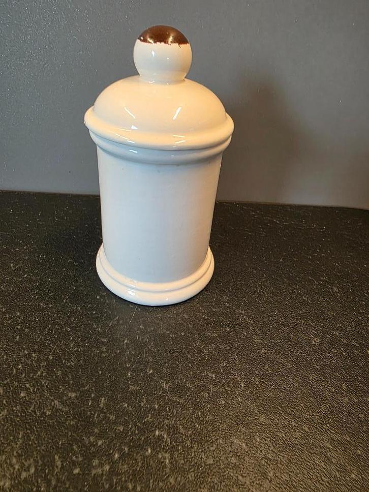 Witte porseleinen kruidenpot / apothekerspot – 16 cm hoog, Antiek en Kunst, Antiek | Keramiek en Aardewerk, Ophalen of Verzenden