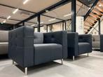 (1) Nieuw Gelderland 6111 Fauteuil blauw leer Design stoel