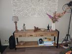 Houten sidetable met metalen frame, Ophalen, Minder dan 50 cm, Gebruikt, Metaal