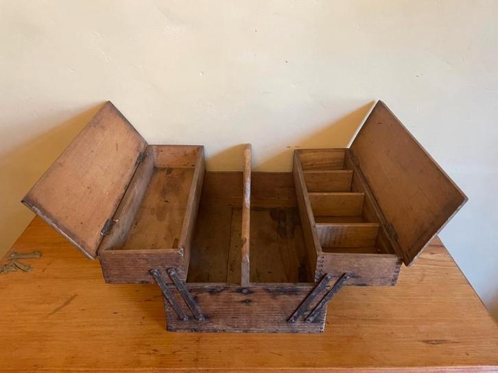 Schitterende jaren 50 gereedschapskist Verzamelkist Naaikist, Antiek en Kunst, Antiek | Woonaccessoires, Ophalen of Verzenden