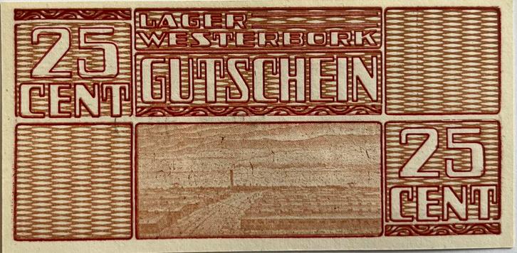 Kamp Westerbork 25 cent 1944 UNC, Postzegels en Munten, Bankbiljetten | Nederland, Los biljet, Ophalen of Verzenden