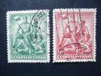Postzegels Tsjechoslowakije 1937 veldslag Zborov - Oekraïne, Ophalen of Verzenden, Oorlog, Overige landen, Gestempeld