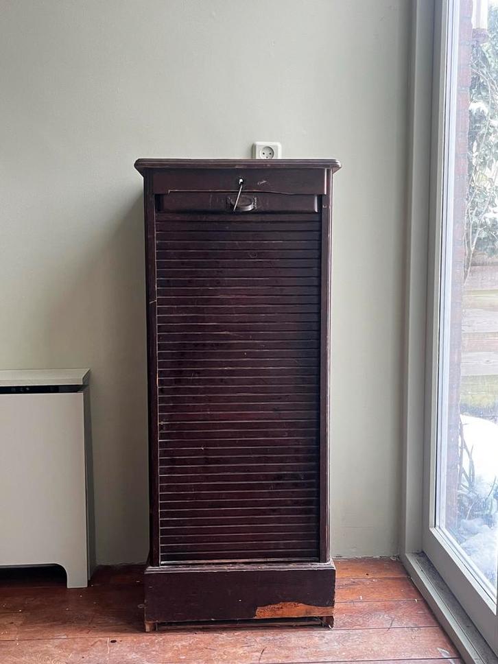 Antieke Rolluik archiefkast - Vintage, Antiek en Kunst, Antiek | Meubels | Kasten, Ophalen of Verzenden