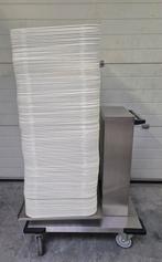 Professionele RVS Horeca dienbladenkar + 294 dienbladen, Ophalen, Gebruikt, RVS Meubilair