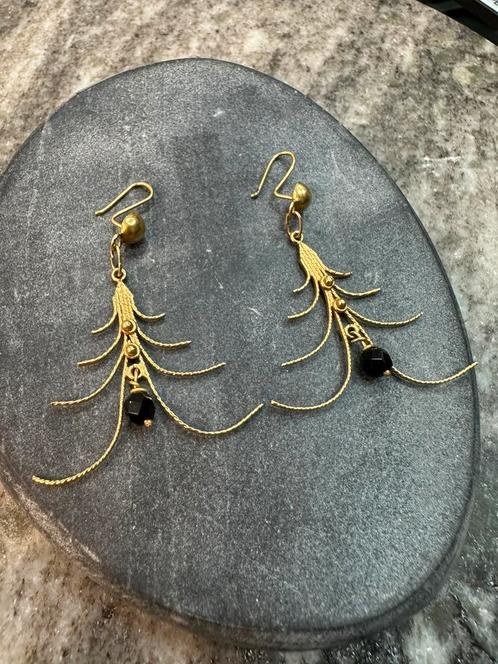 Surinaamse oorbellen 14k met onyx, Sieraden, Tassen en Uiterlijk, Oorbellen, Nieuw, Ophalen of Verzenden
