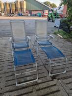 2 Dukdalf klapstoelen met voetensteun, Ophalen of Verzenden, Gebruikt, Aluminium, Verstelbaar