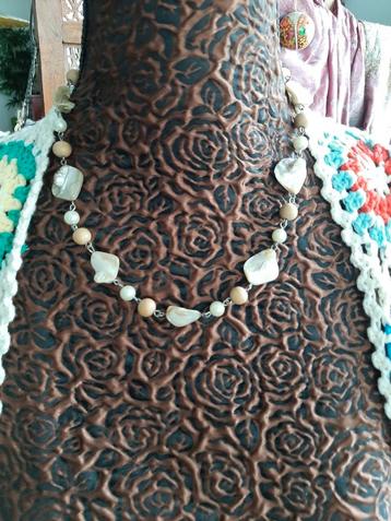 Nieuw!Tanzania/Prachtige ketting met Parelmoer&Parel&hout beschikbaar voor biedingen