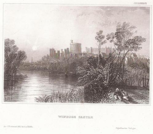 Windsor Castle Staalgravure 1846, Antiek en Kunst, Kunst | Etsen en Gravures, Ophalen of Verzenden