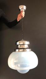 Vintage design 70s pendel lamp opaque melkglas, Minder dan 50 cm, Glas, Gebruikt, Ophalen of Verzenden
